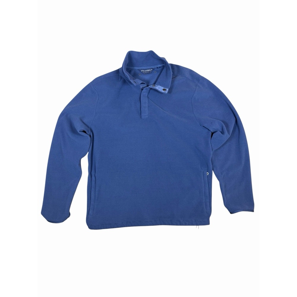 Polo Golf Ralph Lauren Fleece Pullover Men's Large Blue Snap Neck Jacket L